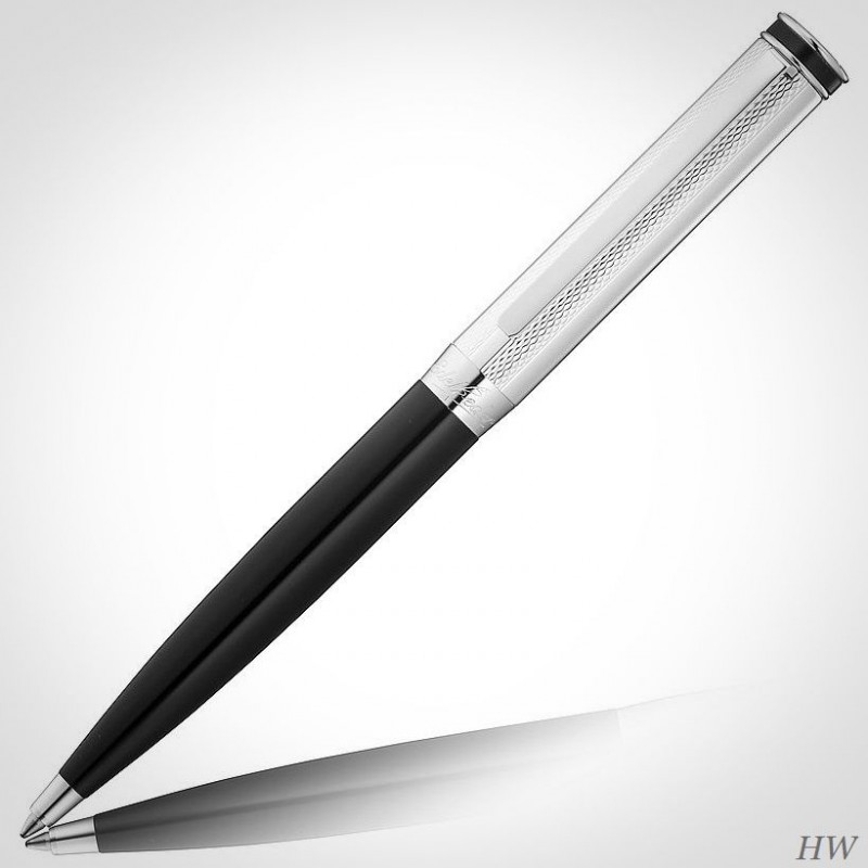 Luxus Waldmann Sterling Silber EDELFEDER Kugelschreiber,Lack schwarz 