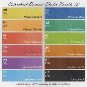 Colorchart Derwent Studio Pencils 12